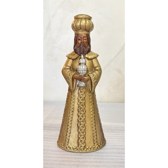 Vtg MCM Nativity 3 Wise Men Gold Candleholders Papier -Mache Japan 9.5" - Picture 3 of 11